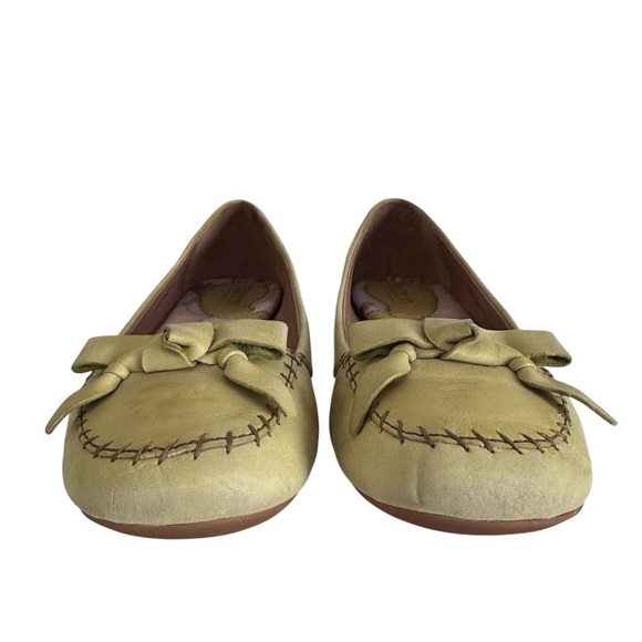 Born Green Leather Loafers with Bow Accent - Picture 8 of 11